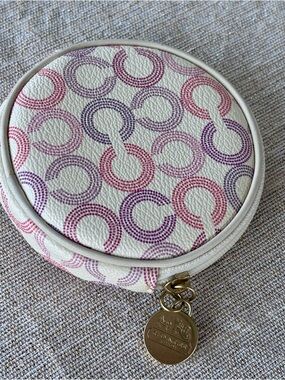 Coach Pink & Purple Signature Round Coin Case AirPod case holder y2k era